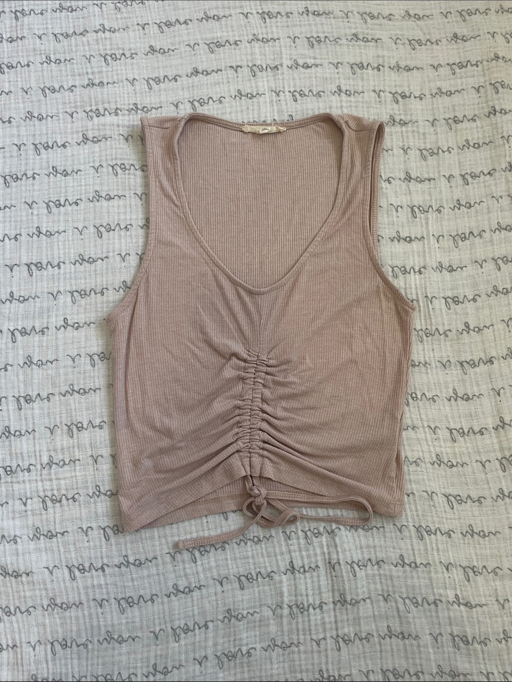 L.A. Hearts Ruched Drawstring Ribbed Tank Top - Dusty Mauve